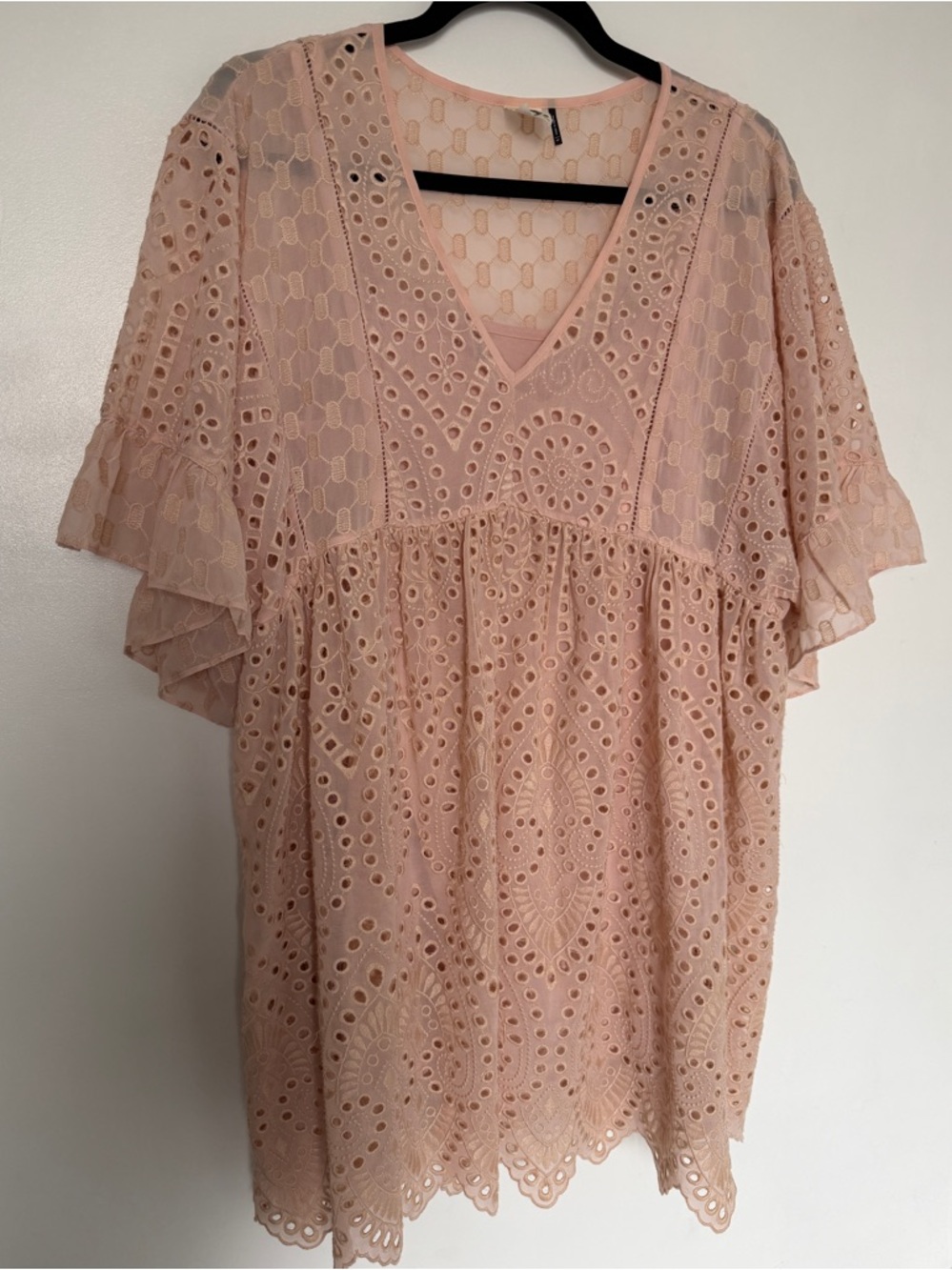 Anthropologie Blush Pink Eyelet Lace Dress, 6P - Picture 2 of 6
